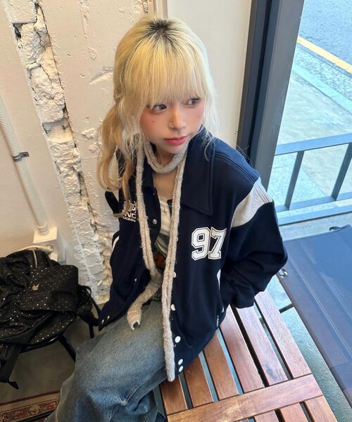 PRENDA(プレンダ)の「SWEAT VARSITY JACKET NAVY(スタジャン・レディース・その他・SMALL)」の3枚目の写真