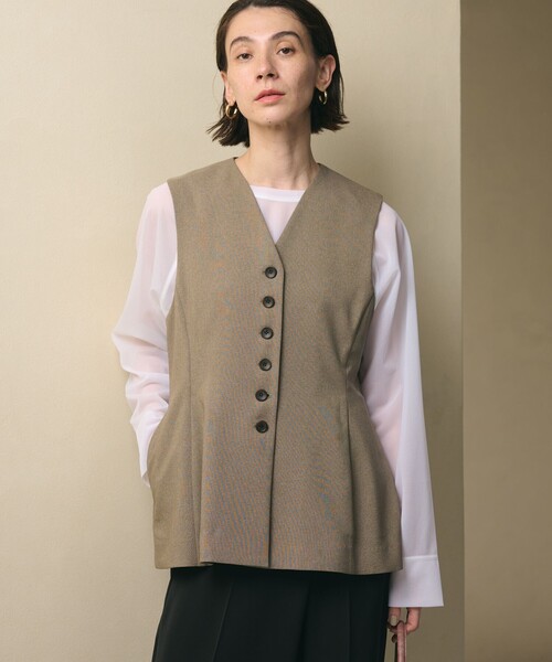BEAUTY&YOUTH UNITED ARROWS（ビューティーアンドユースユナイテッドアローズ）の「【WEB限定 Wardrobe DAILY MINIMAL】メランジ ペプラムベスト ウォッシャブル（ベスト・レディース・モカ/ブラック・S/M）」の8枚目の写真