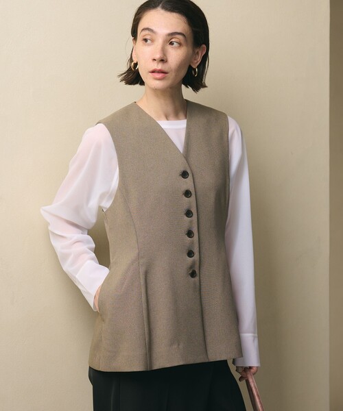 BEAUTY&YOUTH UNITED ARROWS（ビューティーアンドユースユナイテッドアローズ）の「【WEB限定 Wardrobe DAILY MINIMAL】メランジ ペプラムベスト ウォッシャブル（ベスト・レディース・モカ/ブラック・S/M）」の9枚目の写真