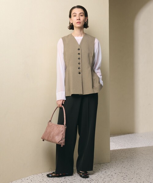 BEAUTY&YOUTH UNITED ARROWS（ビューティーアンドユースユナイテッドアローズ）の「【WEB限定 Wardrobe DAILY MINIMAL】メランジ ペプラムベスト ウォッシャブル（ベスト・レディース・モカ/ブラック・S/M）」の10枚目の写真