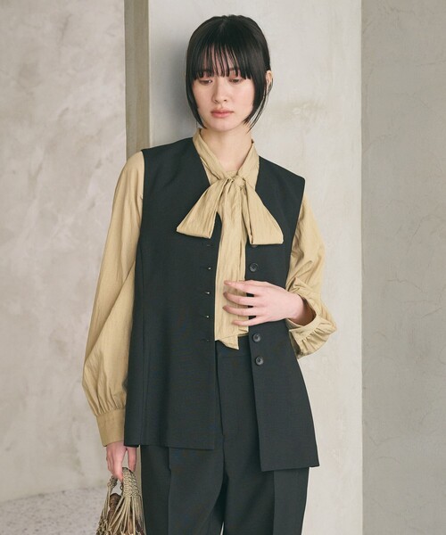BEAUTY&YOUTH UNITED ARROWS（ビューティーアンドユースユナイテッドアローズ）の「【WEB限定 Wardrobe DAILY MINIMAL】メランジ ペプラムベスト ウォッシャブル（ベスト・レディース・モカ/ブラック・S/M）」の11枚目の写真