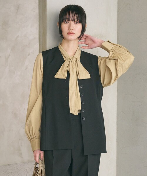 BEAUTY&YOUTH UNITED ARROWS（ビューティーアンドユースユナイテッドアローズ）の「【WEB限定 Wardrobe DAILY MINIMAL】メランジ ペプラムベスト ウォッシャブル（ベスト・レディース・モカ/ブラック・S/M）」の12枚目の写真
