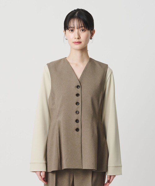 BEAUTY&YOUTH UNITED ARROWS（ビューティーアンドユースユナイテッドアローズ）の「【WEB限定 Wardrobe DAILY MINIMAL】メランジ ペプラムベスト ウォッシャブル（ベスト・レディース・モカ/ブラック・S/M）」の15枚目の写真