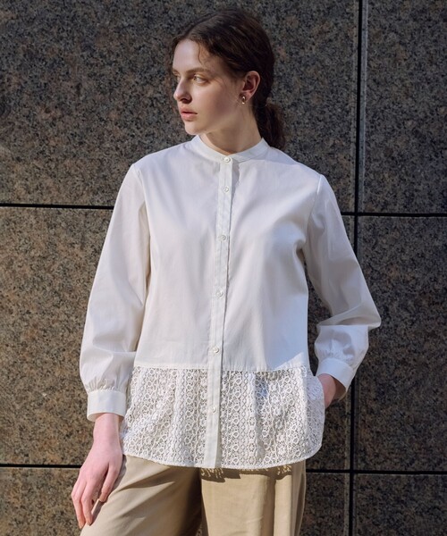 Jプレス レースブラウス 白 Lサイズ 未使用 タグ付き エニーブロード レース ブラウス（シャツ/ブラウス）｜J.PRESS Ladies
