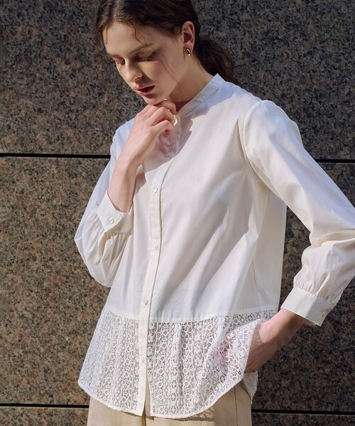 J.PRESS Ladies（J.プレス レディス）の「エニーブロード レース ブラウス（シャツ/ブラウス・レディース・ホワイト系・XS）」の2枚目の写真