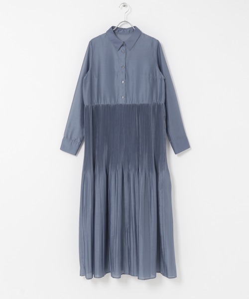 URBAN RESEARCH ROSSO WOMEN（アーバンリサーチ　ロッソ）の「プリーツロングシャツワンピース（ワンピース・レディース・ブルー/ブラウン・FREE）」の19枚目の写真