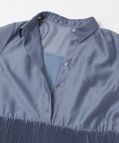 URBAN RESEARCH ROSSO WOMEN（アーバンリサーチ　ロッソ）の「プリーツロングシャツワンピース（ワンピース・レディース・ブルー/ブラウン・FREE）」の20枚目の写真