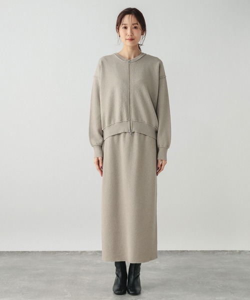 GLOBAL WORK（グローバルワーク）の「クルーZIPカーディガン＊スカートセット/601262（ワンピース・レディース・チャコールグレー/グレイッシュベージュ/ブラウン系その他・MEDIUM/LARGE）」の12枚目の写真