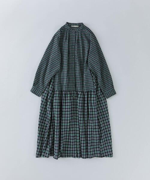 conges payes ADIEU TRISTESSE（コンジェ ペイエ アデュートリステス）の「チェックパッチワークワンピース（ワンピース・レディース・グリーン系その他/ブラック系その他・38）」の2枚目の写真