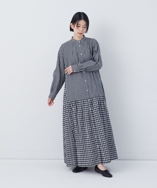 conges payes ADIEU TRISTESSE(コンジェ ペイエ アデュートリステス)の「チェックパッチワークワンピース(ワンピース・レディース・グリーン系その他/ブラック系その他・38)」の3枚目の写真