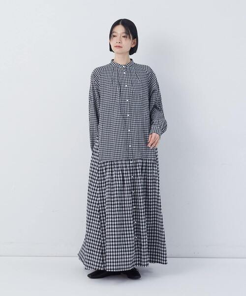 conges payes ADIEU TRISTESSE（コンジェ ペイエ アデュートリステス）の「チェックパッチワークワンピース（ワンピース・レディース・グリーン系その他/ブラック系その他・38）」の6枚目の写真