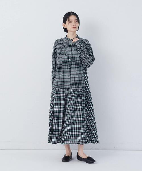 conges payes ADIEU TRISTESSE（コンジェ ペイエ アデュートリステス）の「チェックパッチワークワンピース（ワンピース・レディース・グリーン系その他/ブラック系その他・38）」の10枚目の写真