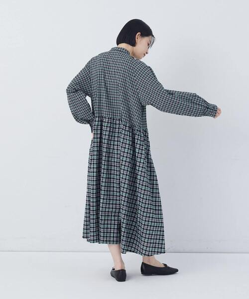 conges payes ADIEU TRISTESSE（コンジェ ペイエ アデュートリステス）の「チェックパッチワークワンピース（ワンピース・レディース・グリーン系その他/ブラック系その他・38）」の12枚目の写真