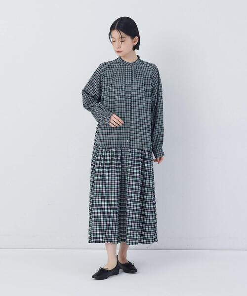 conges payes ADIEU TRISTESSE（コンジェ ペイエ アデュートリステス）の「チェックパッチワークワンピース（ワンピース・レディース・グリーン系その他/ブラック系その他・38）」の13枚目の写真