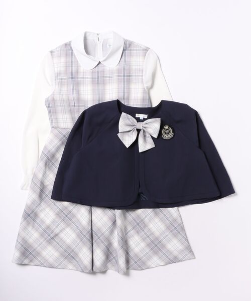 Catherine Cottage(キャサリンコテージ)の「ケープ付きチェック柄ワンピース4点セット junior(スーツセット・キッズ・グレー/ネイビー・150/160/165)」の12枚目の写真