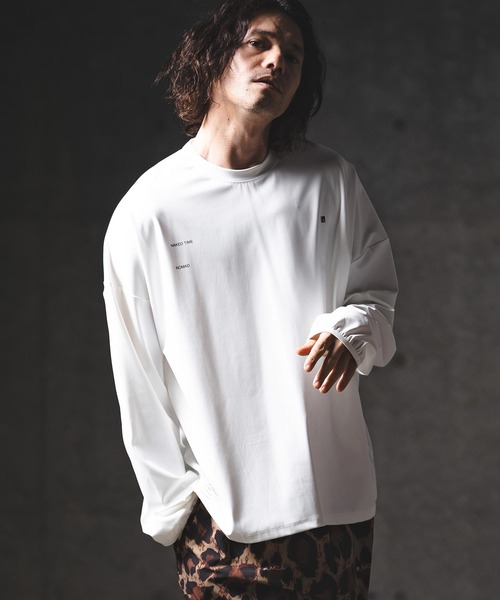 GLIMCLAP(グリムクラップ)の「mlt5568-Airy Smooth Fabric Long Sleeve T-Shirt ロングスリーブカットソー(201-028-gls-cg)(Tシャツ/カットソー・メンズ・ブラック/ホワイト/ベージュ/チャコール・L/M/S)」の2枚目の写真