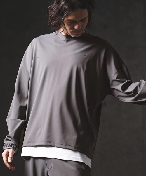 GLIMCLAP(グリムクラップ)の「mlt5568-Airy Smooth Fabric Long Sleeve T-Shirt ロングスリーブカットソー(201-028-gls-cg)(Tシャツ/カットソー・メンズ・ブラック/ホワイト/ベージュ/チャコール・L/M/S)」の15枚目の写真