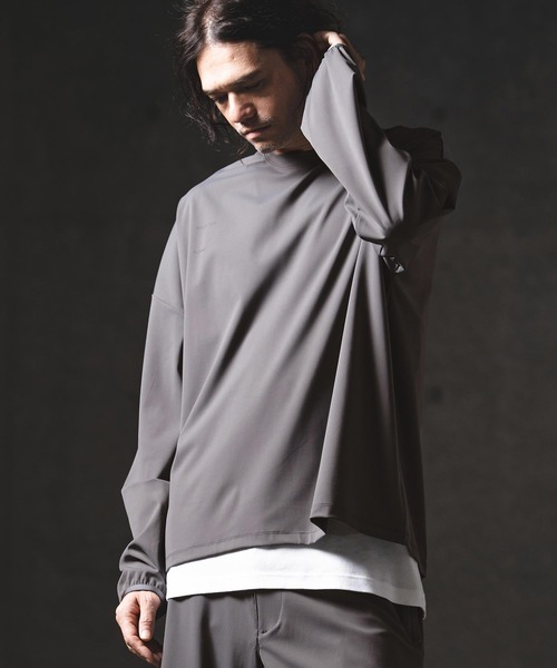GLIMCLAP(グリムクラップ)の「mlt5568-Airy Smooth Fabric Long Sleeve T-Shirt ロングスリーブカットソー(201-028-gls-cg)(Tシャツ/カットソー・メンズ・ブラック/ホワイト/ベージュ/チャコール・L/M/S)」の16枚目の写真
