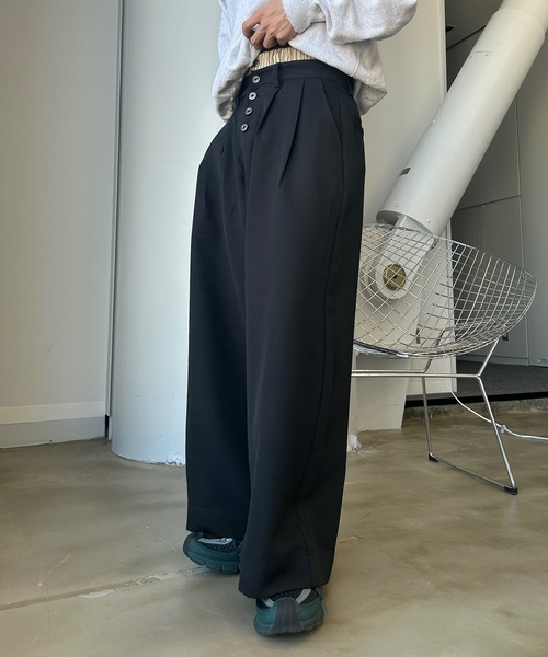 MandO(エムオー)(エムオー)の「ウエストレイヤードバギースラックス/ストライプパンツ(スラックス・メンズ・ブラック系その他/ブラック・SMALL/MEDIUM/LARGE)」の3枚目の写真
