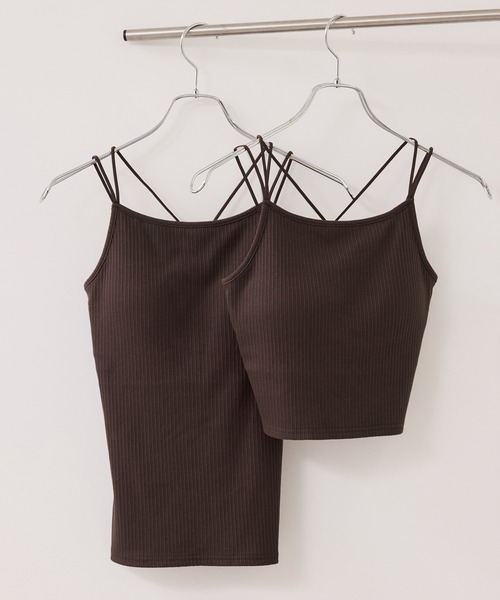 VIS（ビス）の「カップ付きアメスリキャミソール（キャミソール・レディース・ダークブラウン/キナリ/ブラック・FREE/FS）」の3枚目の写真