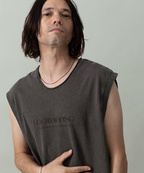 EGO TRIPPING（エゴトリッピング）の「mta604- CREWNOT bleed ノースリーブシャツ(666658)（Tシャツ/カットソー・メンズ・ブラック/ダークブラウン・48/46）」の6枚目の写真