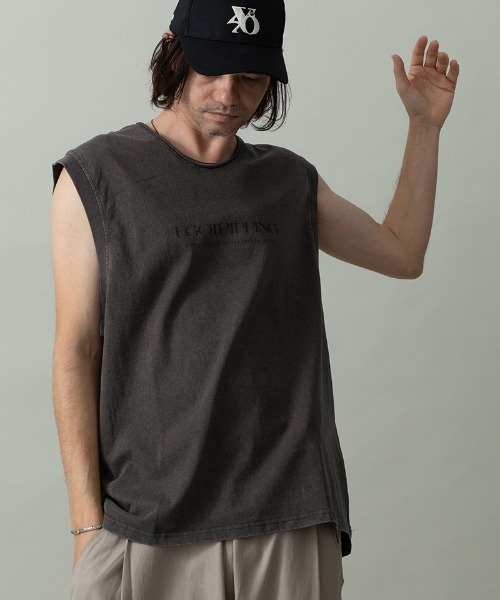 EGO TRIPPING（エゴトリッピング）の「mta604- CREWNOT bleed ノースリーブシャツ(666658)（Tシャツ/カットソー・メンズ・ブラック/ダークブラウン・48/46）」の7枚目の写真