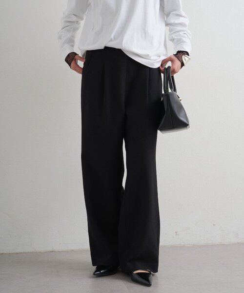 LOUNGEDRESS（ラウンジドレス）の「麻調合繊タックパンツ（その他パンツ・レディース・ライトベージュ/ブラック/キャメル・SMALL/MEDIUM）」の2枚目の写真