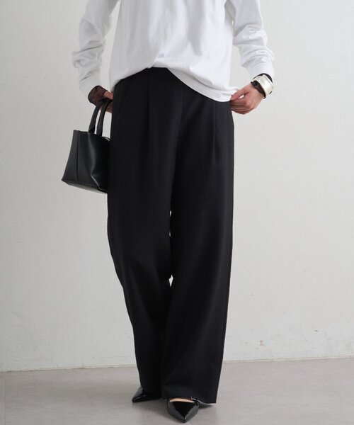 LOUNGEDRESS（ラウンジドレス）の「麻調合繊タックパンツ（その他パンツ・レディース・ライトベージュ/ブラック/キャメル・SMALL/MEDIUM）」の10枚目の写真