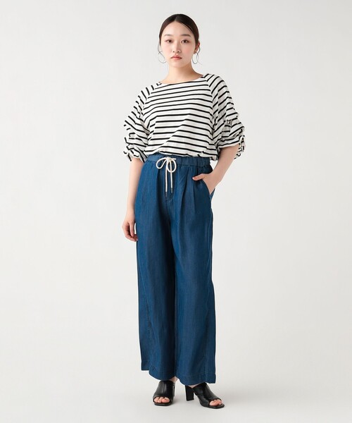 BEAMS HEART（ビームスハート）の「【デコルテ美人と二の腕カバーを両立】タック バルーンスリーブ シルケット プルオーバー（Tシャツ/カットソー・レディース・ホワイト/その他2/その他1/チャコールグレー・FREE）」の13枚目の写真