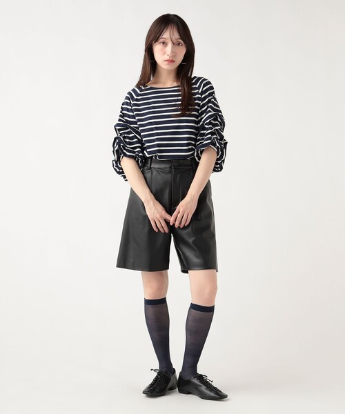 BEAMS HEART（ビームスハート）の「【デコルテ美人と二の腕カバーを両立】タック バルーンスリーブ シルケット プルオーバー（Tシャツ/カットソー・レディース・ホワイト/その他2/その他1/チャコールグレー・FREE）」の16枚目の写真