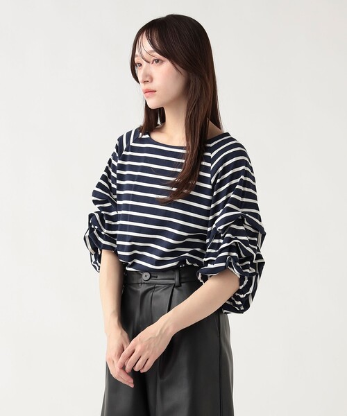 BEAMS HEART（ビームスハート）の「【デコルテ美人と二の腕カバーを両立】タック バルーンスリーブ シルケット プルオーバー（Tシャツ/カットソー・レディース・ホワイト/その他2/その他1/チャコールグレー・FREE）」の19枚目の写真