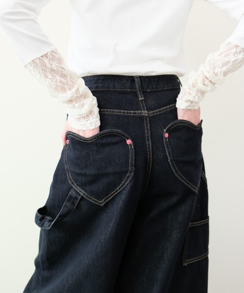 DOLLUPOOPS（ドールアップウップス）の「Heart Pocket Painter Pants(ハートポケットペインターパンツ)（デニムパンツ・レディース・ネイビー・FREE）」の10枚目の写真