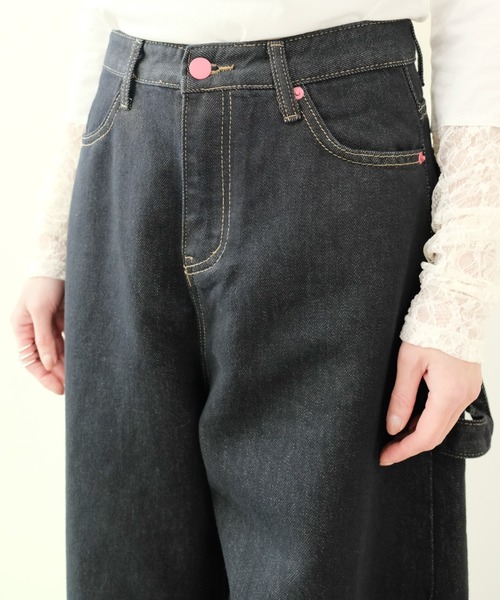 DOLLUPOOPS（ドールアップウップス）の「Heart Pocket Painter Pants(ハートポケットペインターパンツ)（デニムパンツ・レディース・ネイビー・FREE）」の11枚目の写真