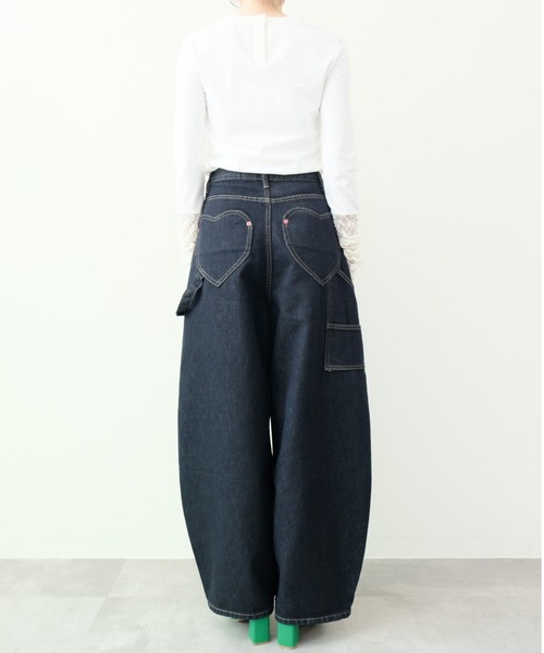 DOLLUPOOPS（ドールアップウップス）の「Heart Pocket Painter Pants(ハートポケットペインターパンツ)（デニムパンツ・レディース・ネイビー・FREE）」の14枚目の写真