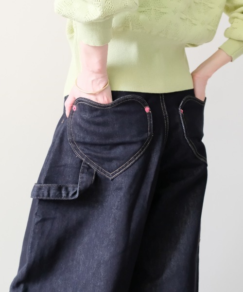 DOLLUPOOPS(ドールアップウップス)の「Heart Pocket Painter Pants(ハートポケットペインターパンツ)(デニムパンツ・レディース・ネイビー・FREE)」の14枚目の写真