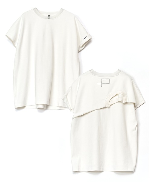 AULA AILA（アウラアイラ）の「バックレイヤードＴシャツ（Tシャツ/カットソー・レディース・ホワイト/ブラック・0）」の2枚目の写真