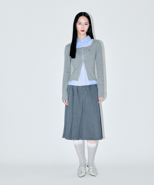 3.3 Field Trip （3.3フィールドトリップ）の「3.3 Field Trip／シャツレイヤードホックカーディガン（カーディガン/ボレロ・レディース・アイボリー/グレー/ブラック・FREE）」の4枚目の写真