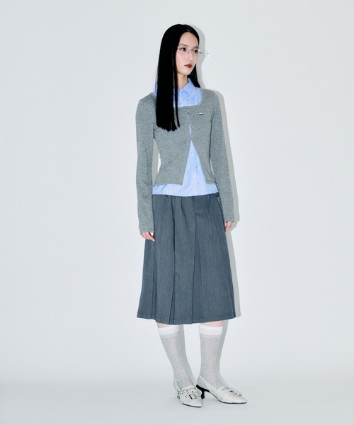 3.3 Field Trip （3.3フィールドトリップ）の「3.3 Field Trip／シャツレイヤードホックカーディガン（カーディガン/ボレロ・レディース・アイボリー/グレー/ブラック・FREE）」の7枚目の写真