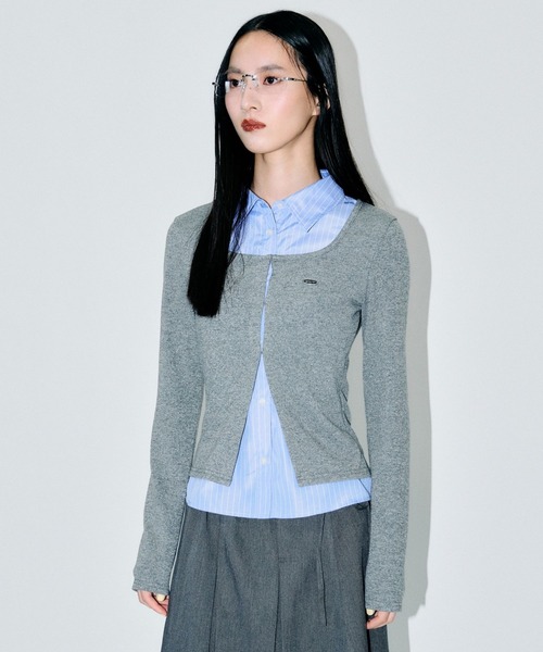 3.3 Field Trip （3.3フィールドトリップ）の「3.3 Field Trip／シャツレイヤードホックカーディガン（カーディガン/ボレロ・レディース・アイボリー/グレー/ブラック・FREE）」の10枚目の写真