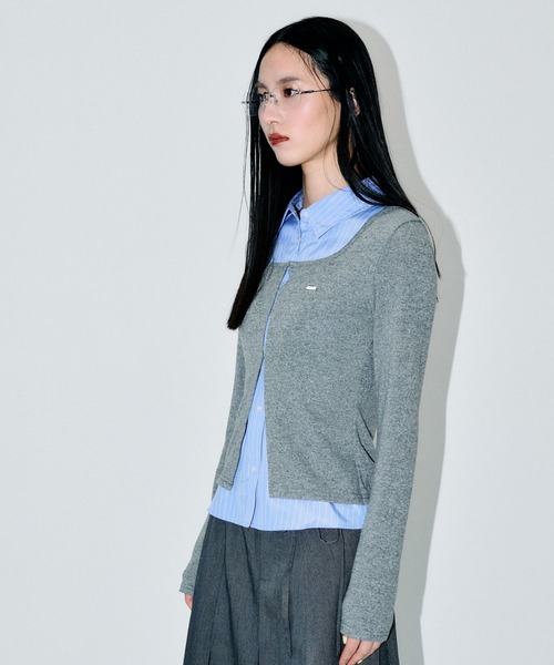 3.3 Field Trip （3.3フィールドトリップ）の「3.3 Field Trip／シャツレイヤードホックカーディガン（カーディガン/ボレロ・レディース・アイボリー/グレー/ブラック・FREE）」の12枚目の写真