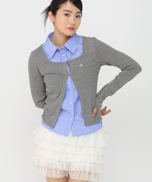 3.3 Field Trip （3.3フィールドトリップ）の「3.3 Field Trip／シャツレイヤードホックカーディガン（カーディガン/ボレロ・レディース・アイボリー/グレー/ブラック・FREE）」の15枚目の写真