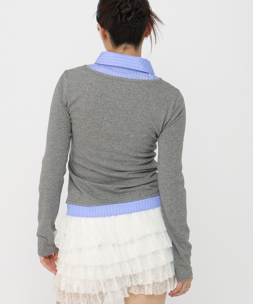 3.3 Field Trip （3.3フィールドトリップ）の「3.3 Field Trip／シャツレイヤードホックカーディガン（カーディガン/ボレロ・レディース・アイボリー/グレー/ブラック・FREE）」の18枚目の写真