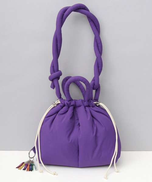 cheek(BAG)(チーク)の「2WAY ショルダートート 巾着 パフバッグ パディングバッグ(ショルダーバッグ・レディース・カーキ/ブラック/グレー/パープル・FREE)」の4枚目の写真