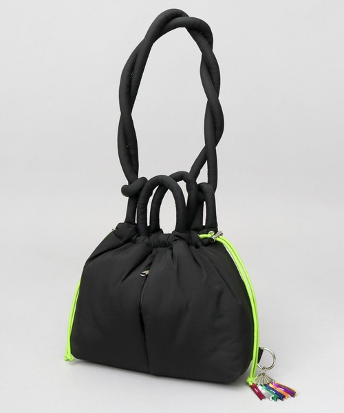cheek(BAG)(チーク)の「2WAY ショルダートート 巾着 パフバッグ パディングバッグ(ショルダーバッグ・レディース・カーキ/ブラック/グレー/パープル・FREE)」の20枚目の写真