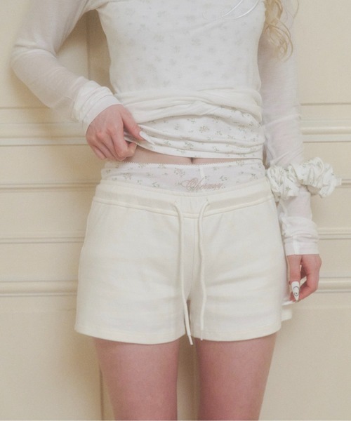 chernyy shorts / バック刺繍ロゴショートパンツ chernyy shorts / バック刺繍ロゴショートパンツ（その他パンツ