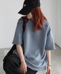 モックネック」に該当するレディースのTシャツ/カットソー（ブルー