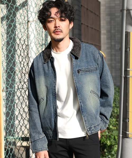 LUXSTYLE（ラグスタイル）の「衿コーデュロイジャケット（ブルゾン・メンズ・ブラック/ブルー・L/M）」の15枚目の写真