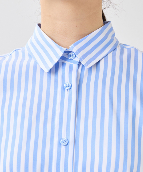 NARACAMICIE（ナラカミーチェ）の「【NARACAMICIE】ストレッチストライプバックラインフラワー柄長袖シャツ（シャツ/ブラウス・レディース・ブルー/ピンク・M/XL）」の6枚目の写真