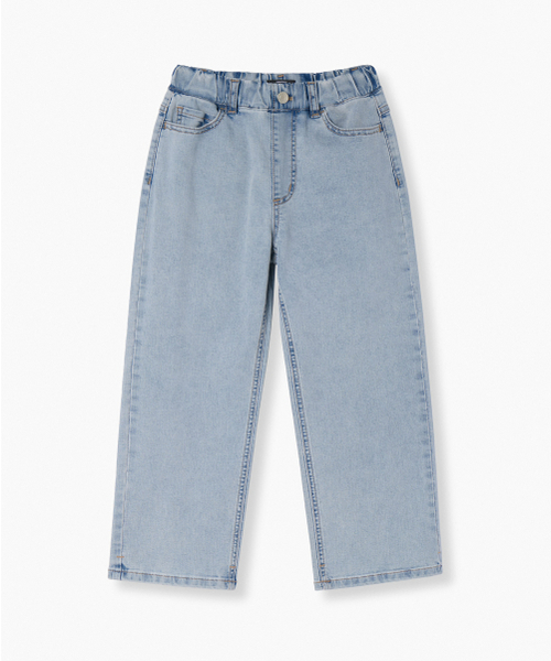 MUSINSA STANDARD KIDS（ムシンサスタンダードキッズ）の「[クールスタンダード] ワイドバンディングデニムパンツ [ライトインディゴ]（デニムパンツ・レディース・その他・160/130/140/100/110/120/150）」の2枚目の写真