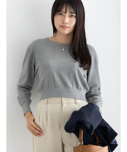 Te chichi(テチチ)の「コンパクトクルーネックニット【AOYAMA FASHION ASSOCIATION × Té chichi】(ニット/セーター・レディース・ネイビー/グレー・F)」の22枚目の写真